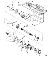 Корпус коробки передач, карданный вал - 2.33:1 передаточное число 2-Х ТАКТНОГО ПЛМ MERCURY 60 Серийный номер от 0T980000 и выше