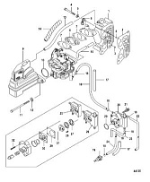 Впускной коллектор и топливный насос 4-Х ТАКТНОГО ПЛМ MERCURY 8 Серийный номер от 0R042475 и выше