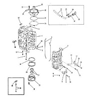 Блок цилиндров 2-Х ТАКТНОГО ПЛМ MERCURY 50EO Серийный номер от 0B122930 до 0D000749
