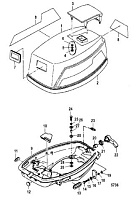 Капот 2-х тактного ПЛМ MERCURY 25 М Серийный номер от 0N018456 до 0N055504
