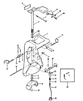 Поворотный кронштейн (короткий) (длинный-0C160935 и ниже) (60EL NOI) (NPT) 2-Х ТАКТНОГО ПЛМ MERCURY 60 Серийный номер от 9469200 до 9683054