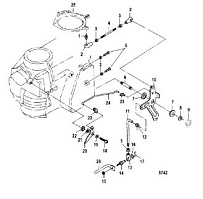 Дроссельная тяга 2-х тактного ПЛМ MERCURY 25 М Серийный номер от 0N018456 до 0N055504