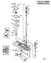 Корпус коробки передач, приводной вал 1.64:1 передаточное число 2-Х ТАКТНОГО ПЛМ MERCURY 55 Серийный номер от 9973100 до 0P016999