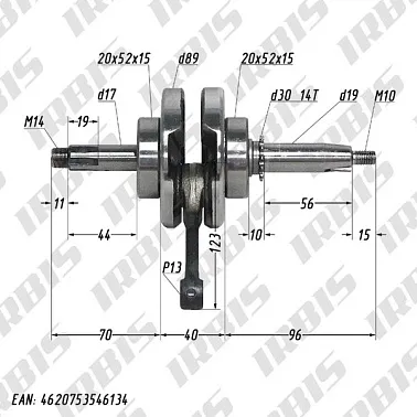 Вал коленчатый в сборе 4Т 152FMH, 1P52FMH (h49,5) p13mm; DELTA, ALPHA, ATV110 